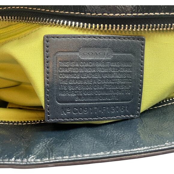 Coach Pleated Gallery Buckled Strap Leather Tote Hand Shoulder Bag Blue - Picture 8 of 8